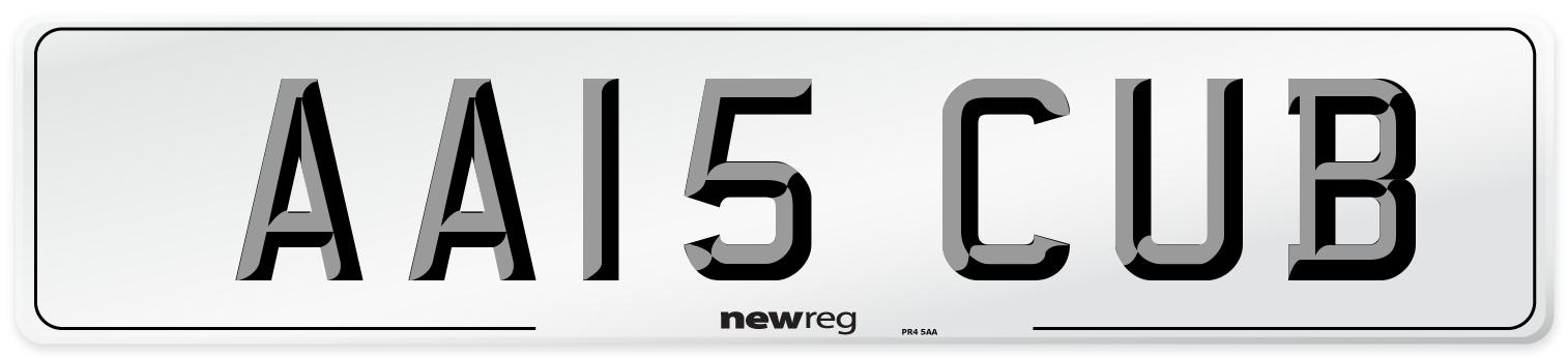 AA15 CUB Number Plate from New Reg